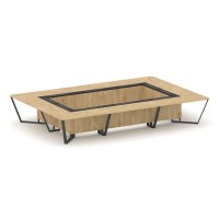 Steel Meet KMK-PR.B.SP-20K (Тиквуд светлый/Графит/Антрацит) Стол переговорный прямоугольный