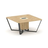Steel Meet KM-PR.B.SP-08 (Тиквуд светлый/Ваниль/Антрацит) Стол переговорный квадратный