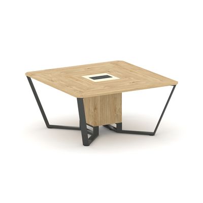 Steel Meet KM-PR.B.SP-08 (Тиквуд светлый/Ваниль/Антрацит) Стол переговорный квадратный