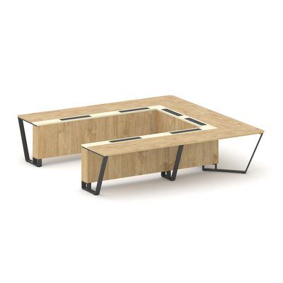 Steel Meet KM-PR.B.SP-11P (Тиквуд светлый/Ваниль/Антрацит) Стол переговорный П-образный