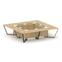 Steel Meet KM-PR.B.SP-16K (Тиквуд светлый/Ваниль/Антрацит) Стол переговорный квадратный