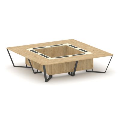 Steel Meet KM-PR.B.SP-16K (Тиквуд светлый/Ваниль/Антрацит) Стол переговорный квадратный