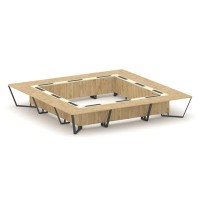 Steel Meet KM-PR.B.SP-24K (Тиквуд светлый/Ваниль/Антрацит) Стол переговорный квадратный