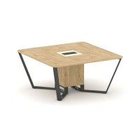 Steel Meet KMK-PR.B.SP-08 (Тиквуд светлый/Ваниль/Антрацит) Стол переговорный квадратный
