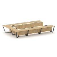 Steel Meet KMK-PR.B.SP-15P (Тиквуд светлый/Ваниль/Антрацит) Стол переговорный П-образный