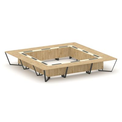 Steel Meet KMK-PR.B.SP-24K (Тиквуд светлый/Ваниль/Антрацит) Стол переговорный квадратный