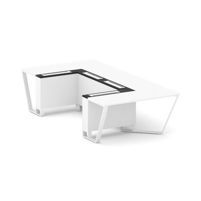 Стил Мит KM-PR.B.SP-07P (Белый бриллиант/Графит/Белый) Стол переговорный П-образный