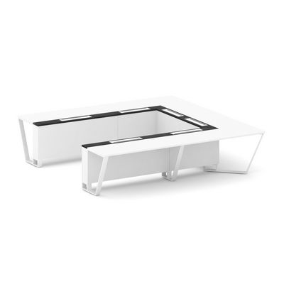 Steel Meet KM-PR.B.SP-11P (Белый бриллиант/Графит/Белый) Стол переговорный П-образный