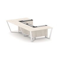 Steel Meet KM-PR.B.SP-07P (Денвер светлый/Графит/Белый) Стол переговорный П-образный