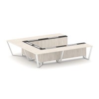 Steel Meet KM-PR.B.SP-11P (Денвер светлый/Графит/Белый) Стол переговорный П-образный