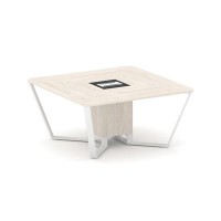 Steel Meet KMK-PR.B.SP-08 (Денвер светлый/Графит/Белый) Стол переговорный квадратный