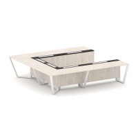 Steel Meet KMK-PR.B.SP-11P (Денвер светлый/Графит/Белый) Стол переговорный П-образный