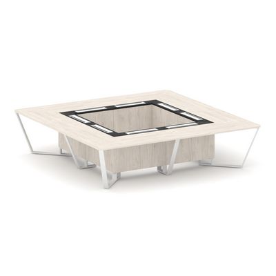 Steel Meet KMK-PR.B.SP-16K (Денвер светлый/Графит/Белый) Стол переговорный квадратный