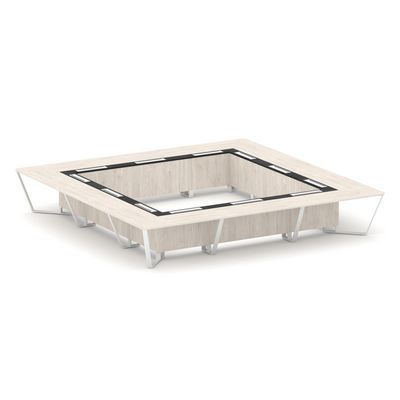 Steel Meet KMK-PR.B.SP-24K (Денвер светлый/Графит/Белый) Стол переговорный квадратный