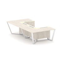 Steel Meet KM-PR.B.SP-07P (Денвер светлый/Ваниль/Белый) Стол переговорный П-образный