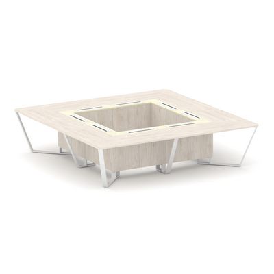 Steel Meet KM-PR.B.SP-16K (Денвер светлый/Ваниль/Белый) Стол переговорный квадратный