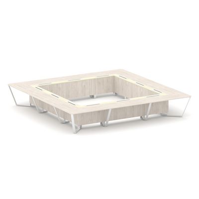 Steel Meet KM-PR.B.SP-24K (Денвер светлый/Ваниль/Белый) Стол переговорный квадратный