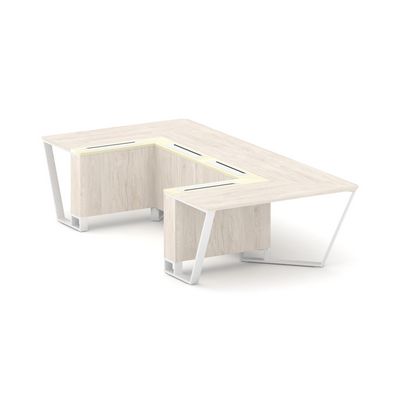 Steel Meet KMK-PR.B.SP-07P (Денвер светлый/Ваниль/Белый) Стол переговорный П-образный