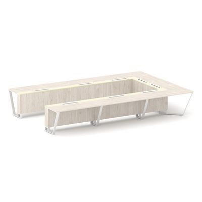 Steel Meet KMK-PR.B.SP-15P (Денвер светлый/Ваниль/Белый) Стол переговорный П-образный