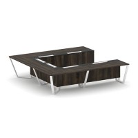 Steel Meet KM-PR.B.SP-11P (Дуб мали/Графит/Белый) Стол переговорный П-образный