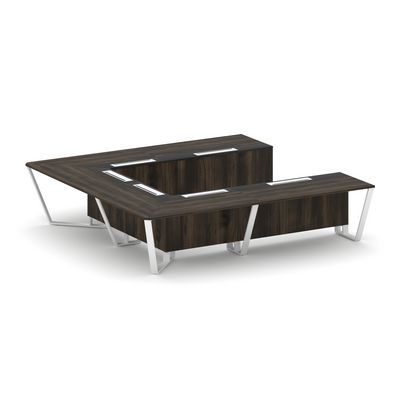 Steel Meet KM-PR.B.SP-11P (Дуб мали/Графит/Белый) Стол переговорный П-образный