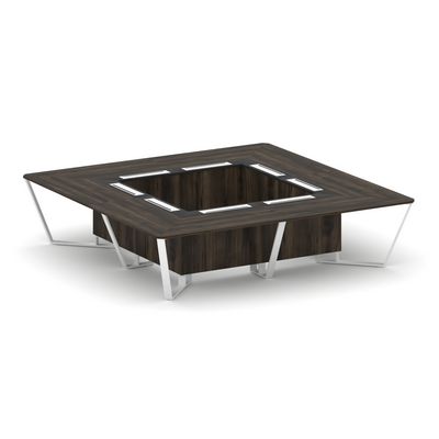 Steel Meet KM-PR.B.SP-16K (Дуб мали/Графит/Белый) Стол переговорный квадратный