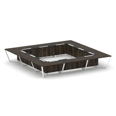 Steel Meet KM-PR.B.SP-24K (Дуб мали/Графит/Белый) Стол переговорный квадратный