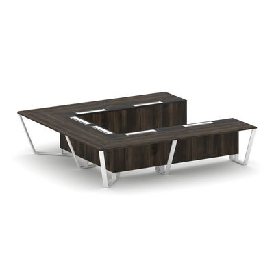 Steel Meet KMK-PR.B.SP-11P (Дуб мали/Графит/Белый) Стол переговорный П-образный