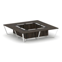 Steel Meet KMK-PR.B.SP-16K (Дуб мали/Графит/Белый) Стол переговорный квадратный