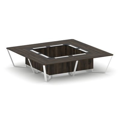 Steel Meet KMK-PR.B.SP-16K (Дуб мали/Графит/Белый) Стол переговорный квадратный