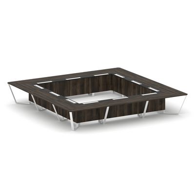 Steel Meet KMK-PR.B.SP-24K (Дуб мали/Графит/Белый) Стол переговорный квадратный