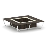 Steel Meet KM-PR.B.SP-16K (Дуб мали/Ваниль/Белый) Стол переговорный квадратный