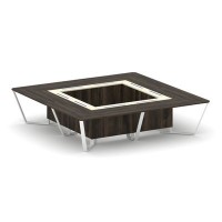 Steel Meet KMK-PR.B.SP-16K (Дуб мали/Ваниль/Белый) Стол переговорный квадратный