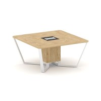 Steel Meet KM-PR.B.SP-08 (Тиквуд светлый/Графит/Белый) Стол переговорный квадратный