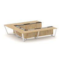 Steel Meet KM-PR.B.SP-11P (Тиквуд светлый/Графит/Белый) Стол переговорный П-образный