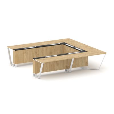 Steel Meet KM-PR.B.SP-11P (Тиквуд светлый/Графит/Белый) Стол переговорный П-образный