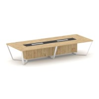 Steel Meet KM-PR.B.SP-14 (Тиквуд светлый/Графит/Белый) Стол переговорный прямоугольный