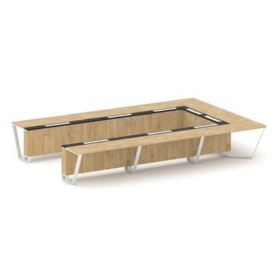 Steel Meet KM-PR.B.SP-15P (Тиквуд светлый/Графит/Белый) Стол переговорный П-образный