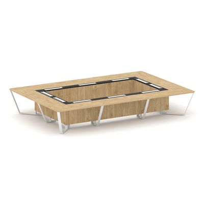 Steel Meet KM-PR.B.SP-20K (Тиквуд светлый/Графит/Белый) Стол переговорный прямоугольный