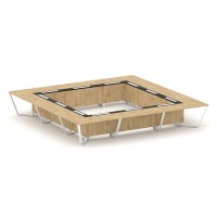 Steel Meet KM-PR.B.SP-24K (Тиквуд светлый/Графит/Белый) Стол переговорный квадратный