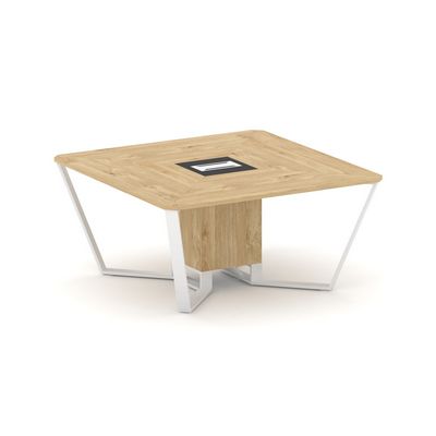 Steel Meet KMK-PR.B.SP-08 (Тиквуд светлый/Графит/Белый) Стол переговорный квадратный