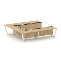 Steel Meet KMK-PR.B.SP-11P (Тиквуд светлый/Графит/Белый) Стол переговорный П-образный