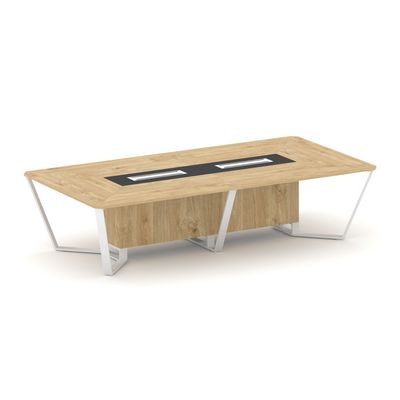 Steel Meet KMK-PR.B.SP-12 (Тиквуд светлый/Графит/Белый) Стол переговорный прямоугольный