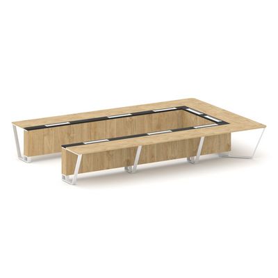 Steel Meet KMK-PR.B.SP-15P (Тиквуд светлый/Графит/Белый) Стол переговорный П-образный