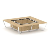 Steel Meet KMK-PR.B.SP-16K (Тиквуд светлый/Графит/Белый) Стол переговорный квадратный