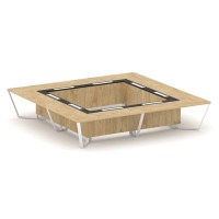 Steel Meet KMK-PR.B.SP-20K2 (Тиквуд светлый/Графит/Белый) Стол переговорный квадратный