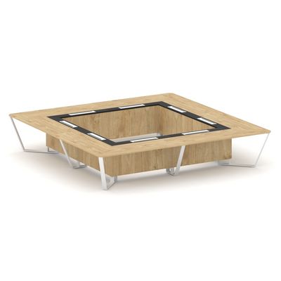 Steel Meet KMK-PR.B.SP-20K2 (Тиквуд светлый/Графит/Белый) Стол переговорный квадратный