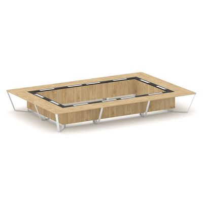 Steel Meet KMK-PR.B.SP-26K2 (Тиквуд светлый/Графит/Белый) Стол переговорный прямоугольный