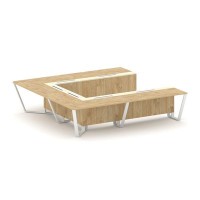 Steel Meet KM-PR.B.SP-11P (Тиквуд светлый/Ваниль/Белый) Стол переговорный П-образный