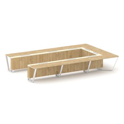 Steel Meet KM-PR.B.SP-15P (Тиквуд светлый/Ваниль/Белый) Стол переговорный П-образный